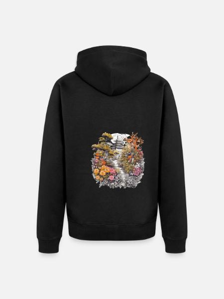 Bonsai - Japanese Garden - Unisex Premium Organic Zip Hoodie - black