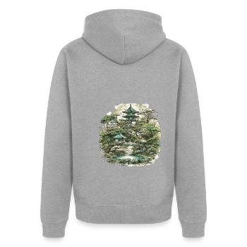 Bonsaï - Jardin Japonais - Veste à capuche bio Premium Unisexe - gris chiné - Dos - Nico (187cm)
