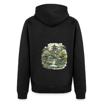 Bonsaï - Jardin Japonais - Veste à capuche bio Premium Unisexe - noir - Dos - Nico (187cm)