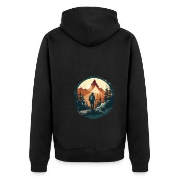 Hiking Mountains Trees Alps - Unisex Premium Organic Zip Hoodie - black - Back - Nico (187cm)