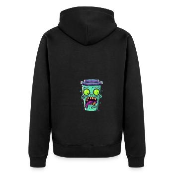 Tasse à café d’Halloween - tasse à café effrayante - Veste à capuche bio Premium Unisexe - noir - Dos - Nico (187cm)