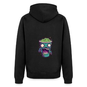 Tasse à café d’Halloween - tasse à café effrayante - Veste à capuche bio Premium Unisexe - noir - Dos - Nico (187cm)