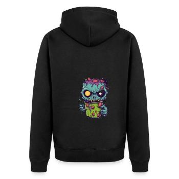 Tasse à café d’Halloween - tasse à café effrayante - Veste à capuche bio Premium Unisexe - noir - Dos - Nico (187cm)