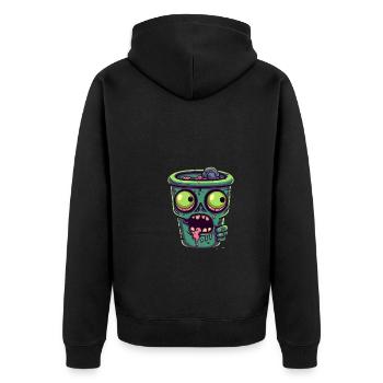Tasse à café d’Halloween - tasse à café effrayante - Veste à capuche bio Premium Unisexe - noir - Dos - Nico (187cm)