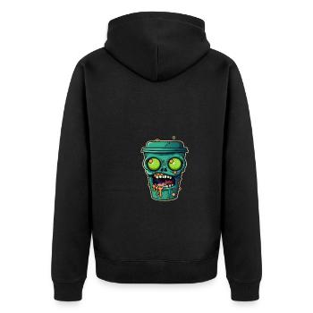Tasse à café d’Halloween - tasse à café effrayante - Veste à capuche bio Premium Unisexe - noir - Dos - Nico (187cm)