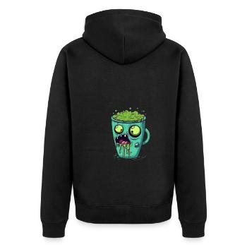 Tasse à café d’Halloween - tasse à café effrayante - Veste à capuche bio Premium Unisexe - noir - Dos - Nico (187cm)