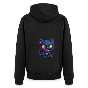 Halloween Zombie Katze - Niedliche gruselige Katze - Unisex Premium Bio Zip Hoodie - Schwarz - Hinten - Nico (187cm)