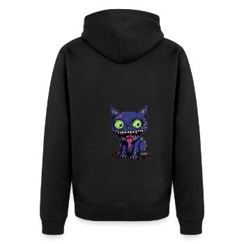 Halloween Zombie Katze - Niedliche gruselige Katze - Unisex Premium Bio Zip Hoodie - Schwarz - Hinten - Nico (187cm)
