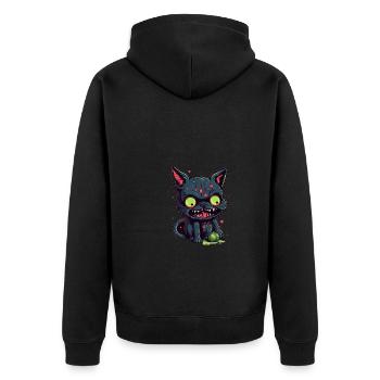 Chat zombie d’Halloween - Chat effrayant mignon - Veste à capuche bio Premium Unisexe - noir - Dos - Nico (187cm)