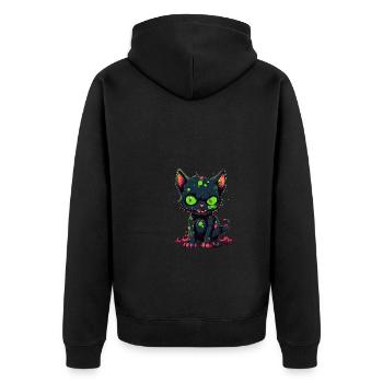 Halloween Zombie Katze - Niedliche gruselige Katze - Unisex Premium Bio Zip Hoodie - Schwarz - Hinten - Nico (187cm)