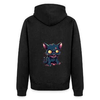 Halloween Zombie Katze - Niedliche gruselige Katze - Unisex Premium Bio Zip Hoodie - Schwarz - Hinten - Nico (187cm)
