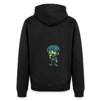 Halloween Zombie Boy - Kawaii Cute Monster Horror - Unisex Premium Organic Zip Hoodie - black - Back - Nico (187cm)