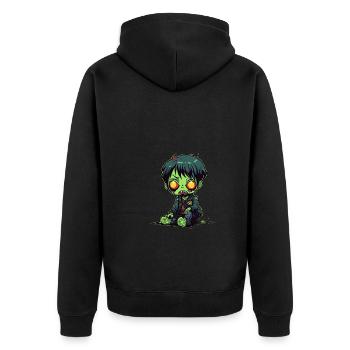 Halloween Zombie Boy - Kawaii Cute Monster Horror - Unisex Premium Organic Zip Hoodie - black - Back - Nico (187cm)