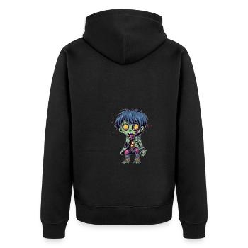 Halloween Zombie Boy - Kawaii Cute Monster Horror - Unisex Premium Organic Zip Hoodie - black - Back - Nico (187cm)