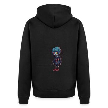 Halloween Zombie Junge - Kawaii süß Monster Horror - Unisex Premium Bio Zip Hoodie - Schwarz - Hinten - Nico (187cm)