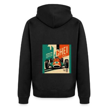 Rétro Car Poster Vintage Car Old School - Veste à capuche bio Premium Unisexe - noir - Dos - Nico (187cm)