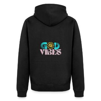 GodVibes - Unisex Premium Bio Zip Hoodie - Schwarz - Hinten - Nico (187cm)