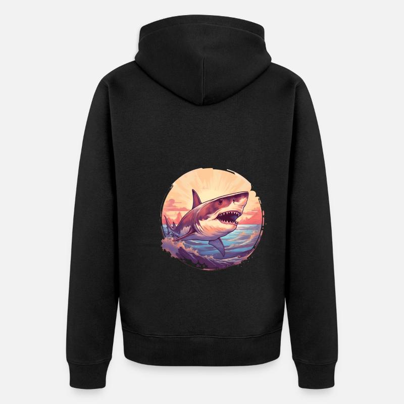 Grand requin blanc - Veste à capuche bio Premium Unisexe - noir