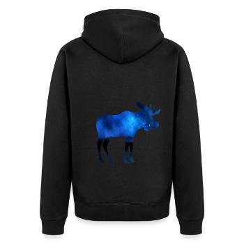 Moose at night - Unisex Premium Organic Zip Hoodie - black - Back - Nico (187cm)