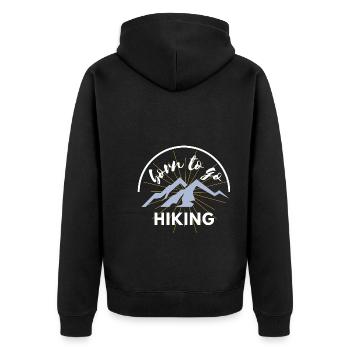 Born to go hiking hiker Wandern Vatertag lustig - Unisex Premium Bio Zip Hoodie - Schwarz - Hinten - Nico (187cm)