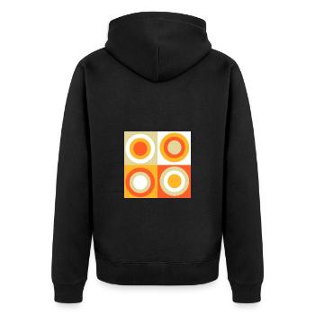 70s Pattern Circles Squiggle - Unisex Premium Organic Zip Hoodie - black - Back - Nico (187cm)