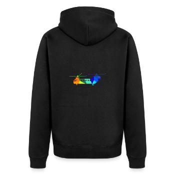 Doppel Helikopter Regenbogen Flugzeuge - Unisex Premium Bio Zip Hoodie - Schwarz - Hinten - Nico (187cm)