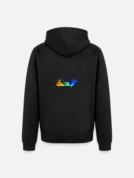 Double Helicopter Rainbow Airplanes - Unisex Premium Organic Zip Hoodie - black