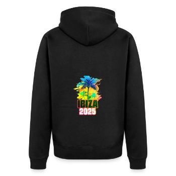 Ibiza 2025 Palmiers colorés - Veste à capuche bio Premium Unisexe - noir - Dos - Nico (187cm)