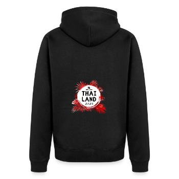 Thailand 2025 Bunt - Unisex Premium Bio Zip Hoodie - Schwarz - Hinten - Nico (187cm)