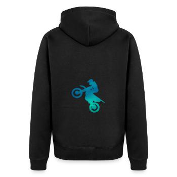 Motorradfahrer Motorrad Silhouette - Unisex Premium Bio Zip Hoodie - Schwarz - Hinten - Nico (187cm)
