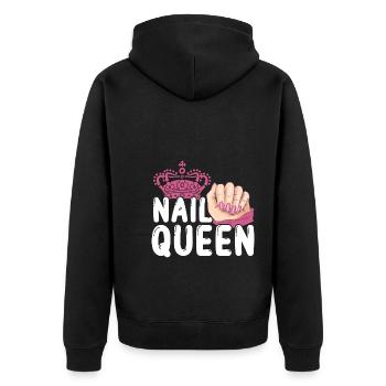 Nail Queen Salon Manicurist Technician - Unisex Premium Bio Zip Hoodie - Schwarz - Hinten - Nico (187cm)