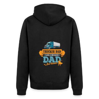 LKW Fahrer Trucker Vater cooler Papa - Unisex Premium Bio Zip Hoodie - Schwarz - Hinten - Nico (187cm)