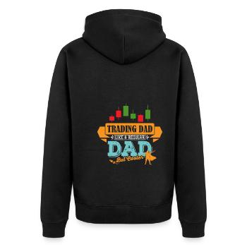 Trader Vater cooler Papa - Unisex Premium Bio Zip Hoodie - Schwarz - Hinten - Nico (187cm)