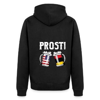Prost Beer American German Flag - Unisex Premium Bio Zip Hoodie - Schwarz - Hinten - Nico (187cm)
