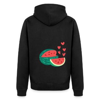 Summer Cute Watermelon - Unisex Premium Bio Zip Hoodie - Schwarz - Hinten - Nico (187cm)