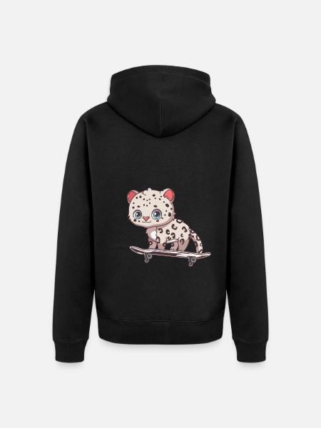 Snow leopard - Unisex Premium Organic Zip Hoodie - black