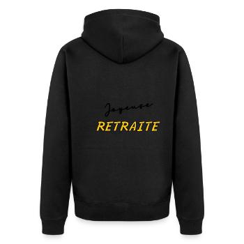 RETRAITE. BONNE RETRAITE. JOYEUSE RETRAITE - Veste à capuche bio Premium Unisexe - noir - Dos - Nico (187cm)