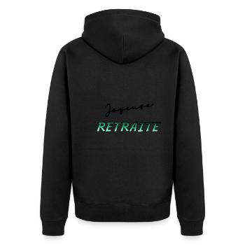 RETRAITE. BONNE RETRAITE. JOYEUSE RETRAITE - Veste à capuche bio Premium Unisexe - noir - Dos - Nico (187cm)
