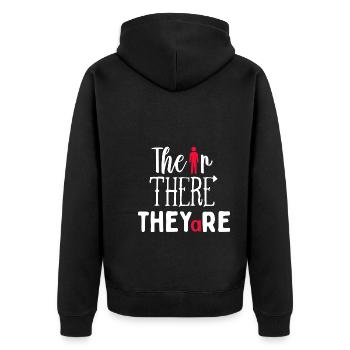 Funny English Spelling There Their They're - Unisex Premium Bio Zip Hoodie - Schwarz - Hinten - Nico (187cm)