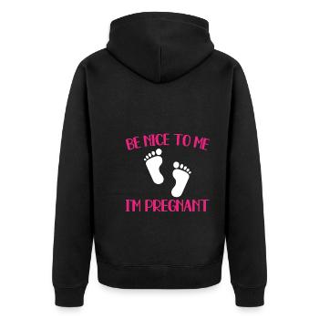 I'm Pregnant - Unisex Premium Bio Zip Hoodie - Schwarz - Hinten - Nico (187cm)