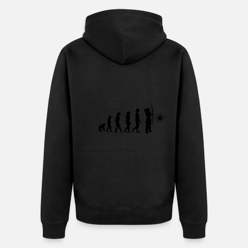 Evolution des Bogenschießens - Unisex Premium Bio Zip Hoodie - Schwarz
