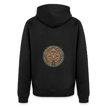 Inka, Azteke, Maya Münze, Symbol, Artwork - Unisex Premium Bio Zip Hoodie - Schwarz - Hinten - Nico (187cm)