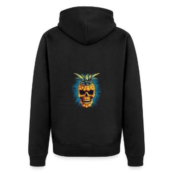Horror Totenkopf Ananas - Happy Halloween - Unisex Premium Bio Zip Hoodie - Schwarz - Hinten - Nico (187cm)