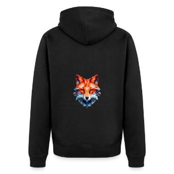 Geometrischer Fuchs Kopf in Dreieck Optik - Unisex Premium Bio Zip Hoodie - Schwarz - Hinten - Nico (187cm)