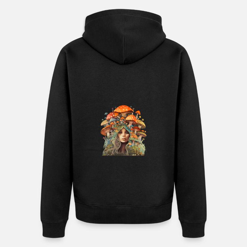 Mutter der Fliegenpilze - Mutter Erde - Unisex Premium Bio Zip Hoodie - Schwarz