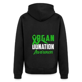 Organ Donation Awareness - Unisex Premium Bio Zip Hoodie - Schwarz - Hinten - Nico (187cm)