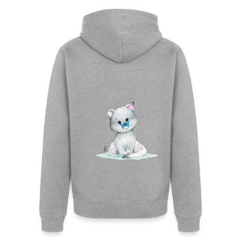 Renard arctique mignon - Veste à capuche bio Premium Unisexe - gris chiné - Dos - Nico (187cm)