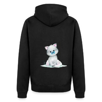 Cute arctic fox - Unisex Premium Organic Zip Hoodie - black - Back - Nico (187cm)