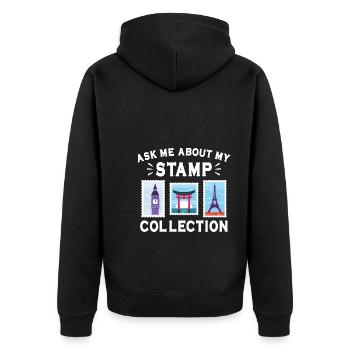 Stamp collecting - Unisex Premium Organic Zip Hoodie - black - Back - Nico (187cm)