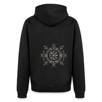 Wikinger Kompass Nordisch Keltisch Rune - Unisex Premium Bio Zip Hoodie - Schwarz - Hinten - Nico (187cm)